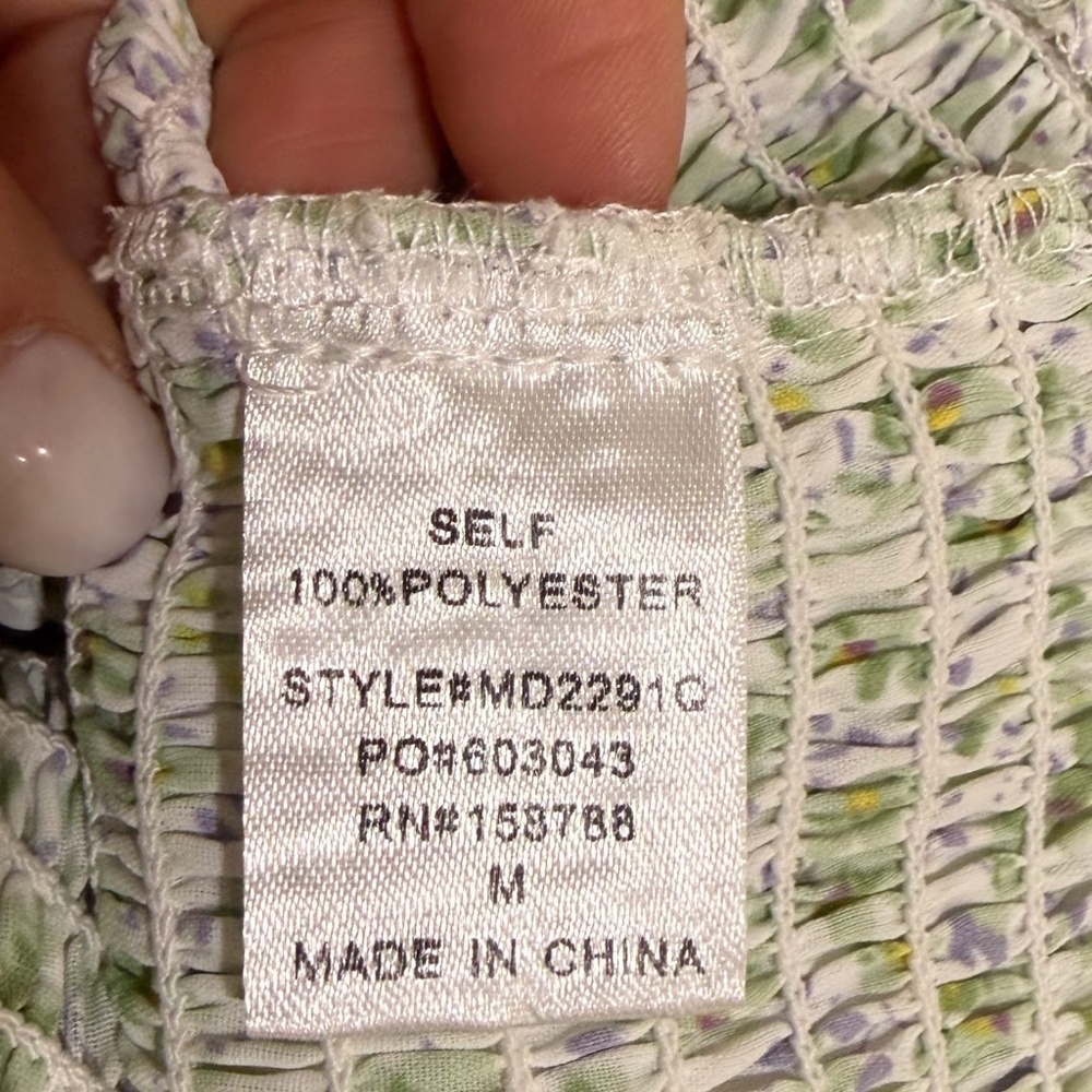 Mable Women's Green Floral Sleeveless Smocked Bodycon Midi Dress Size M - Picture 7 of 8